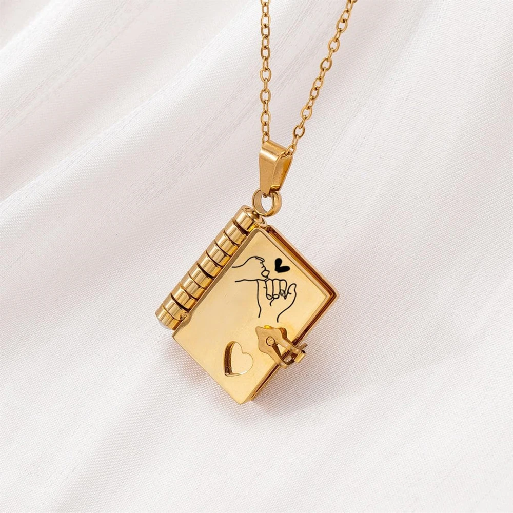 قلادة كتاب ابنتي المذهلة هدية عيد ميلاد من أمي أبي منقوشة 6 صفحات من القلائد الكتب الألمانية القابلة للفتح #5