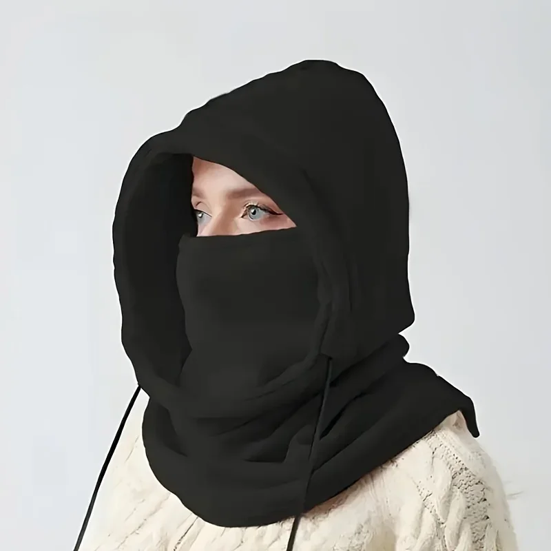 Unisex Winter Balaclava Strickhaube - Winddichte Maske mit Kordelzug, Motorrad-Kopfbedeckung Warme Strickmütze für Kaltes Wetter