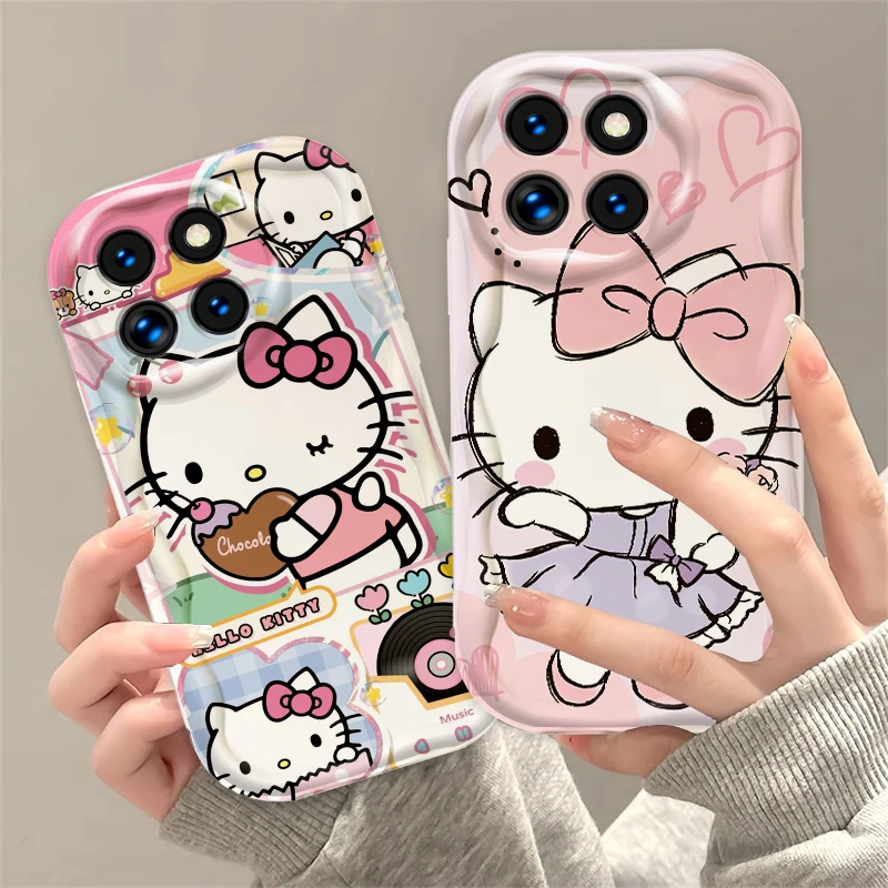 

Hello Kitty Cute Cartoon Cat For Xiaomi Mi 14 12 12T 11 Lite Poco M6 X6 X5 X4 X3 M3 F4 Pro GT NFC 5G Wave Oil Funda Phone Case