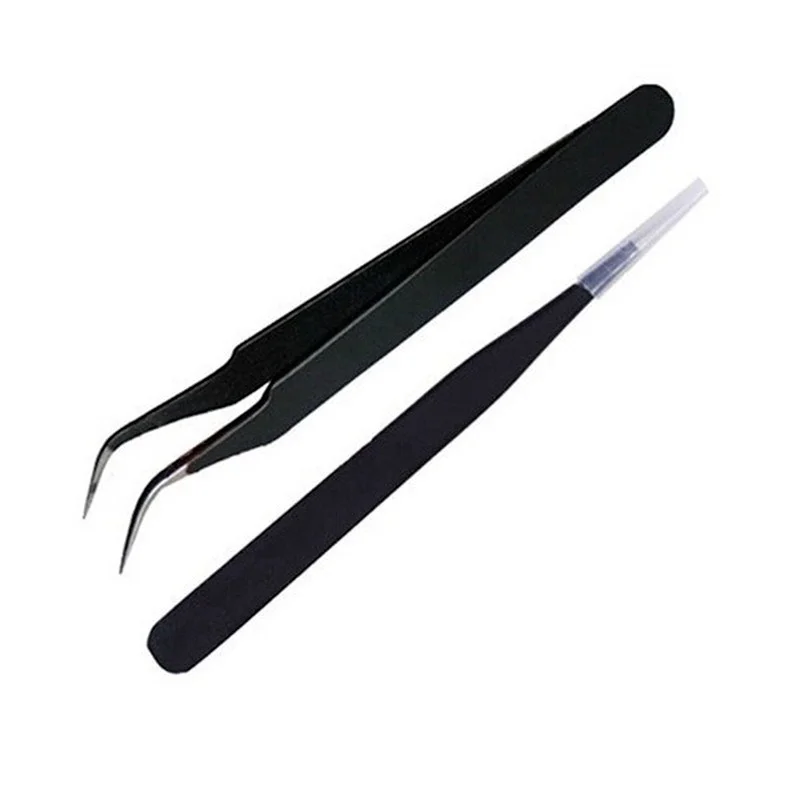 6pcs Anti-Static Stainless Steel Tweezers Precision Maintenance Industrial Repair Curved Tool Home Working Making Hand Tool