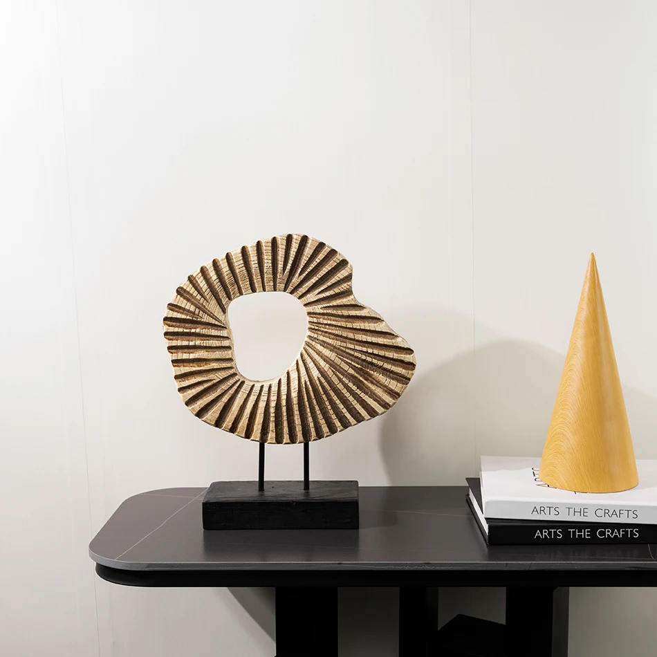 Popular Customizable New Chinese Style Chaji Style Radiating Resin Wood Sculptures Homestays Model Rooms Home Decor