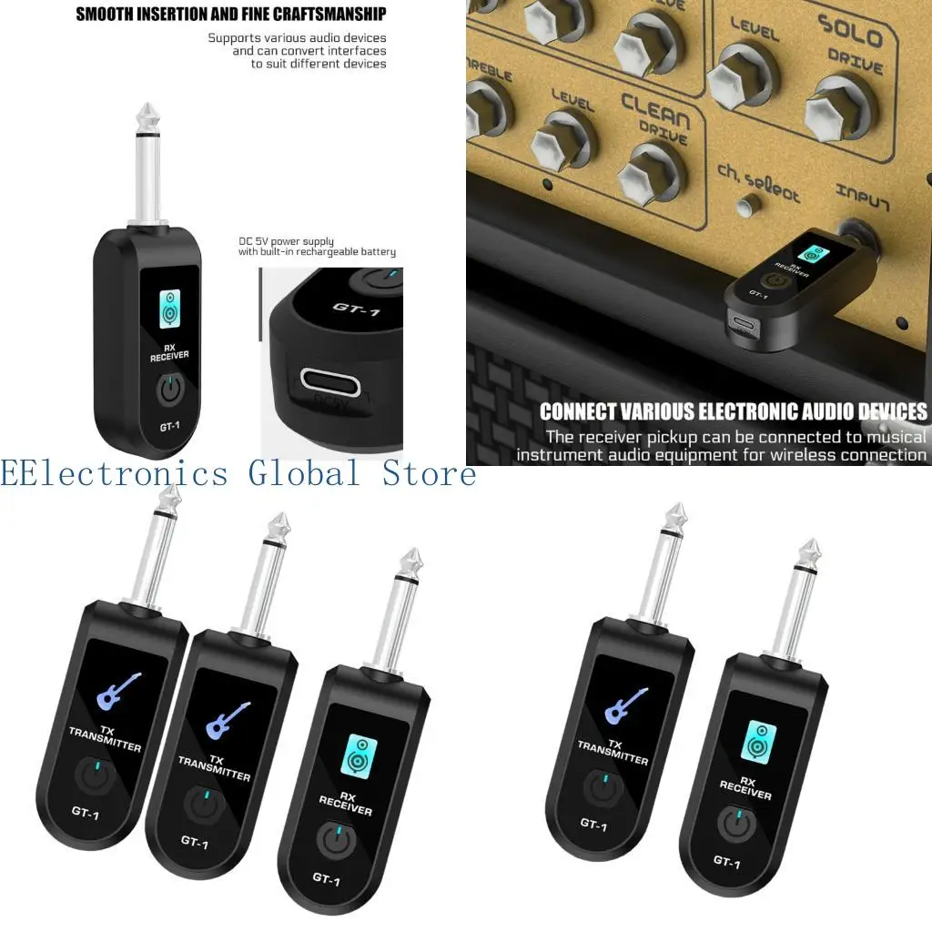 

462B 2.4G Wireless Microphones Transmitter Receiver Long Ranges For Guitar Bass