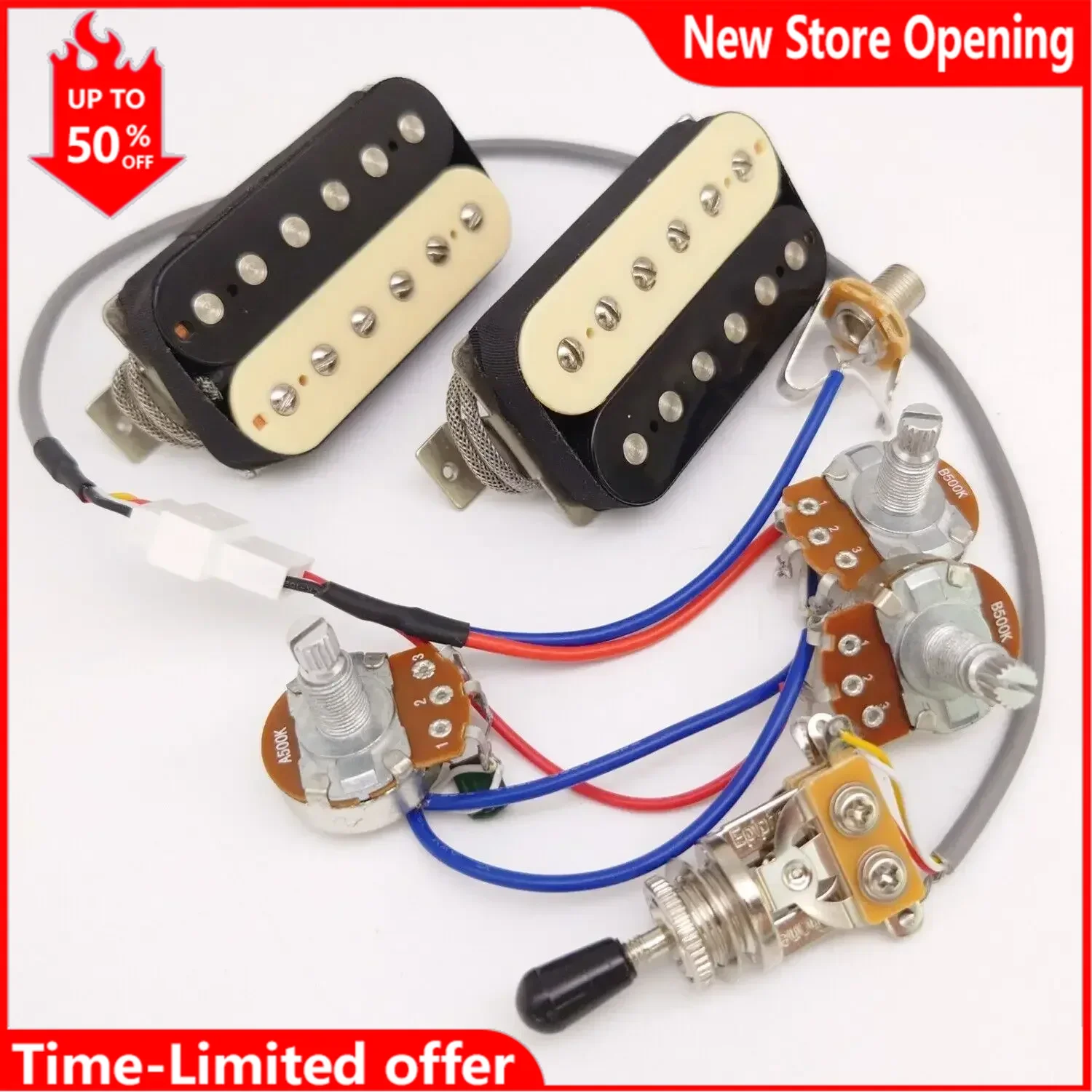 

Alnico V Classic 57 Guitar Humbucker Pickup Bridge&Neck Set zebra with Wiring Harness (1V1T/2V1T/2V2T) for LP Guitars Parts