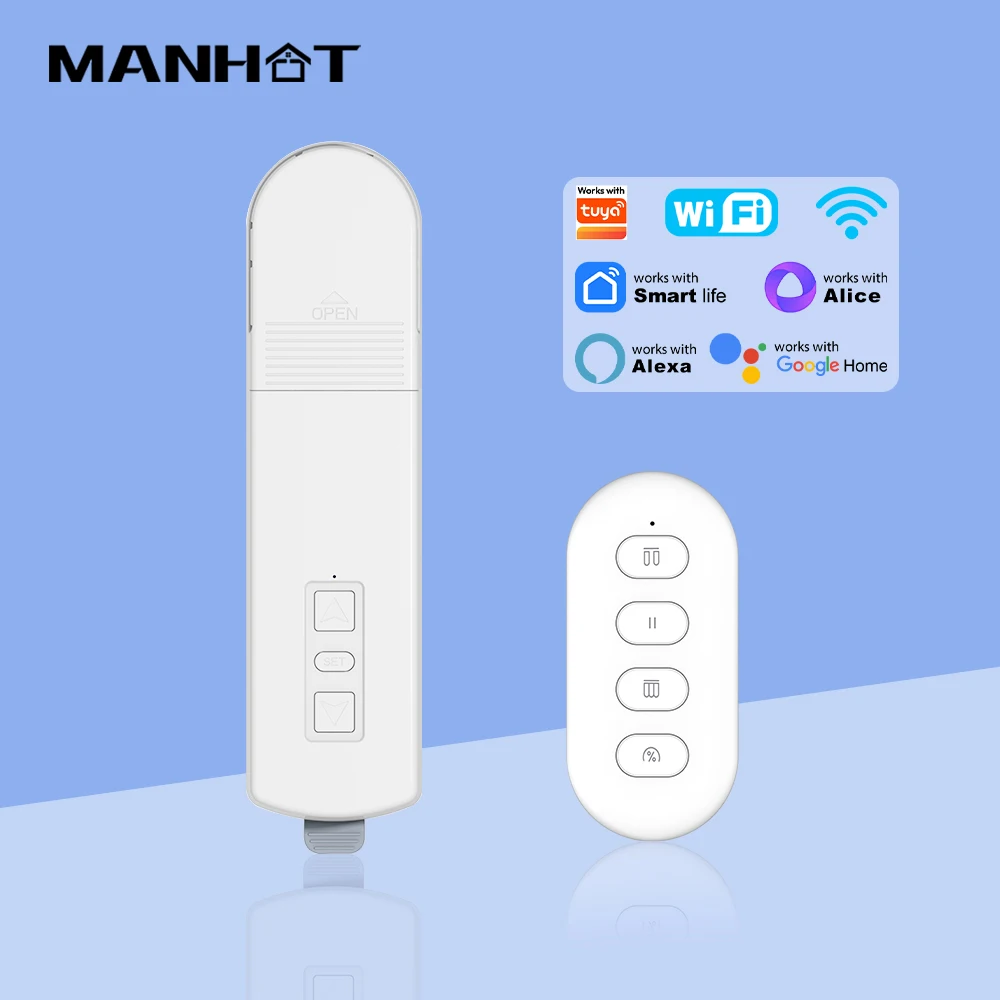 MANHOT WIFI Smart Electric Curtain Motor Pull Bead Curtain Motor Home Life Electric Curtain Motors Work With Tuya Alexa