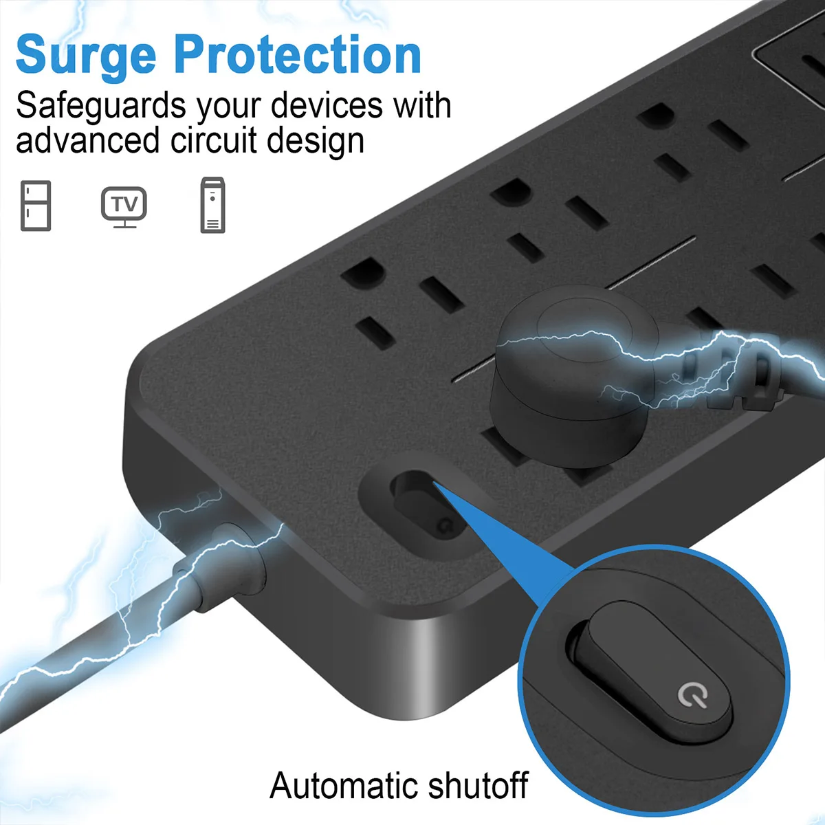 US Outlets 12 in 1 Power Strip Multitap Socket with Master Control Switch AC Extension Cord Electrical Socket with USB Type C