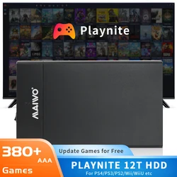 Playnite System Portable External12T Game HDD with 388 AAA Games Game Console for Windows 8.1/10/11 for PS4/PS3/PS2/WII/PS1/MAME