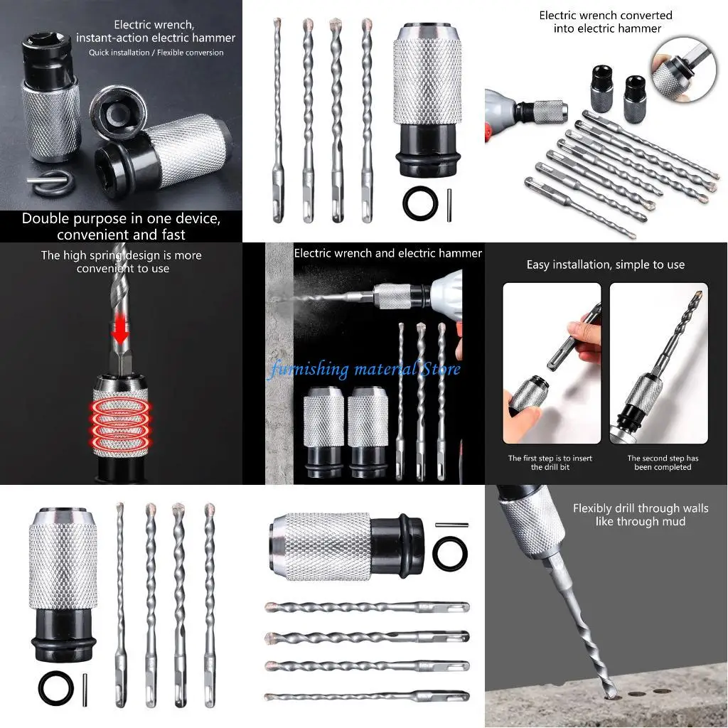 

Y5GD Quick to Change Impact Wrench Adapter Set Including Square Shank Drill Bit and Buffer Function for Smooth Operation