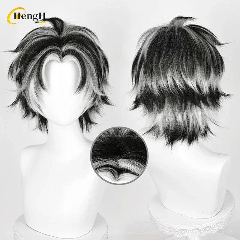 อะนิเมะKotarou Bokutoสังเคราะห์ 2 รูปแบบคอสเพลย์วิกผมสั้น 38 ซม.ผสมสีวิกผมความร้อนทนผมUnisexวิกผม + หมวกวิกผม