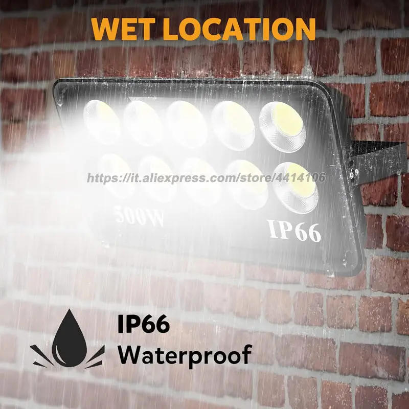 500W LED Flood Light Outdoor,Super Bright 55500lm 2850W Equivalent ,5000K Daylight White IP66 Waterproof Commercial Floodlight