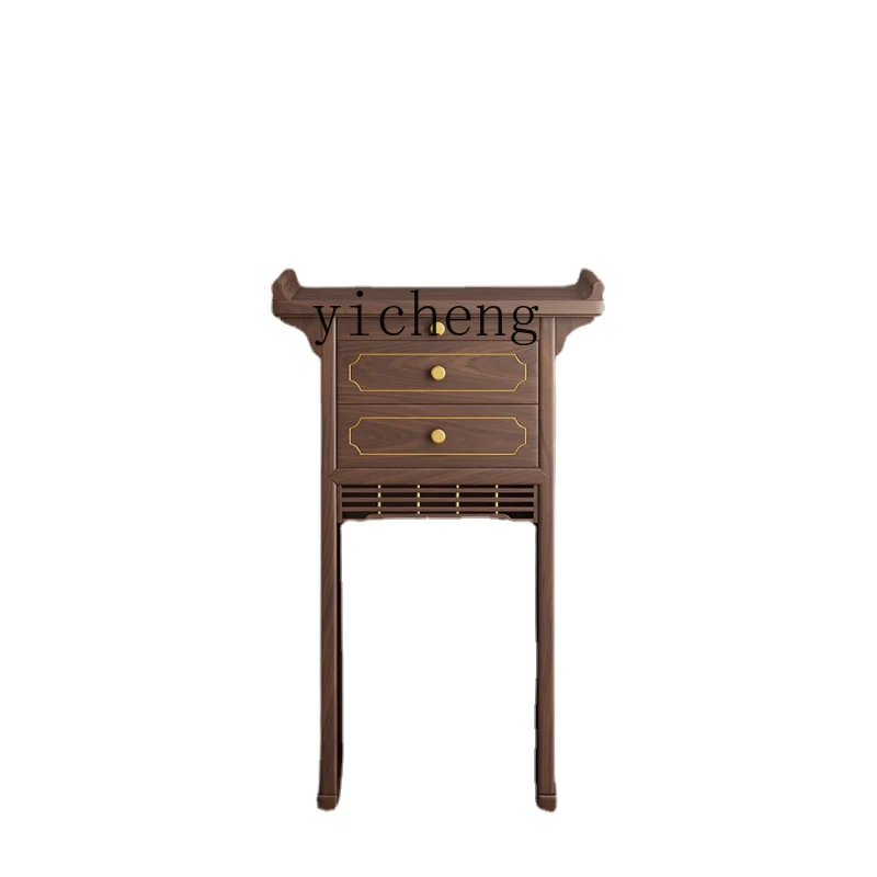 

Tqh New Chinese Style Solid Wood Landlord Cabinet Altar Altar God of Wealth Incense Burner Table Prayer Altar Table