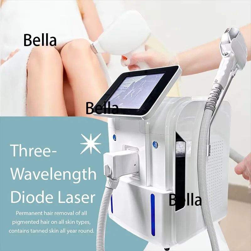 

Multi-Wavelength Diode Laser Hair Removal Machine 755/808/1064nm Painless Face & Body Laser Epilator with Cooling Head