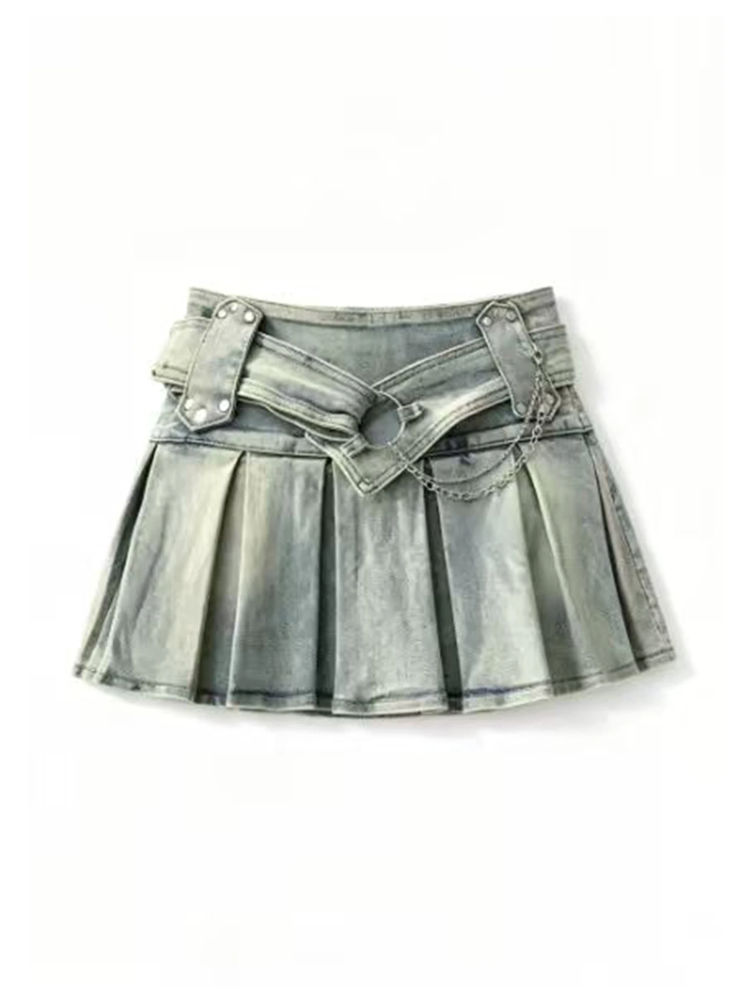 Women's Blue A-Line Denim Skirt Y2K Gyaru Vintage Mini Pleated Skirts Korean Style High Waist Cowboy Skirt for Women Summer 2026