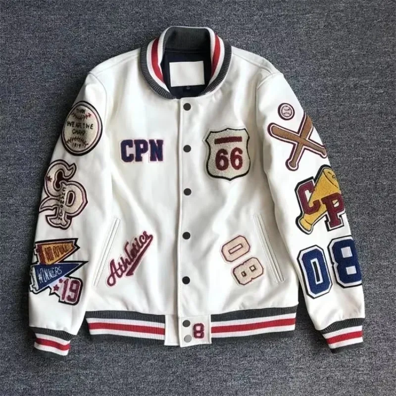 

American Retro Baseball Uniform for Men and Women High Street Hip-Hop Multi-Letter Embroidery High Quality Loose Y2K Jacket, New