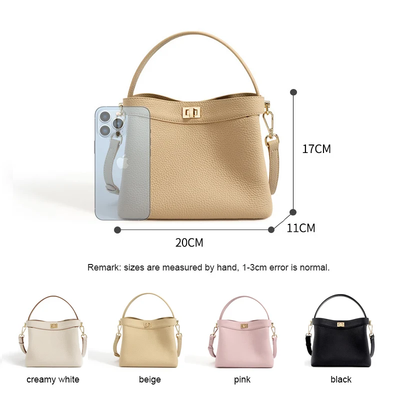 Famiare luksusowa prawdziwa skóra torebka damska typu Bucket kobiet prostota Crossbody Messenger Lady moda mała kwadratowa torba na ramię nowość
