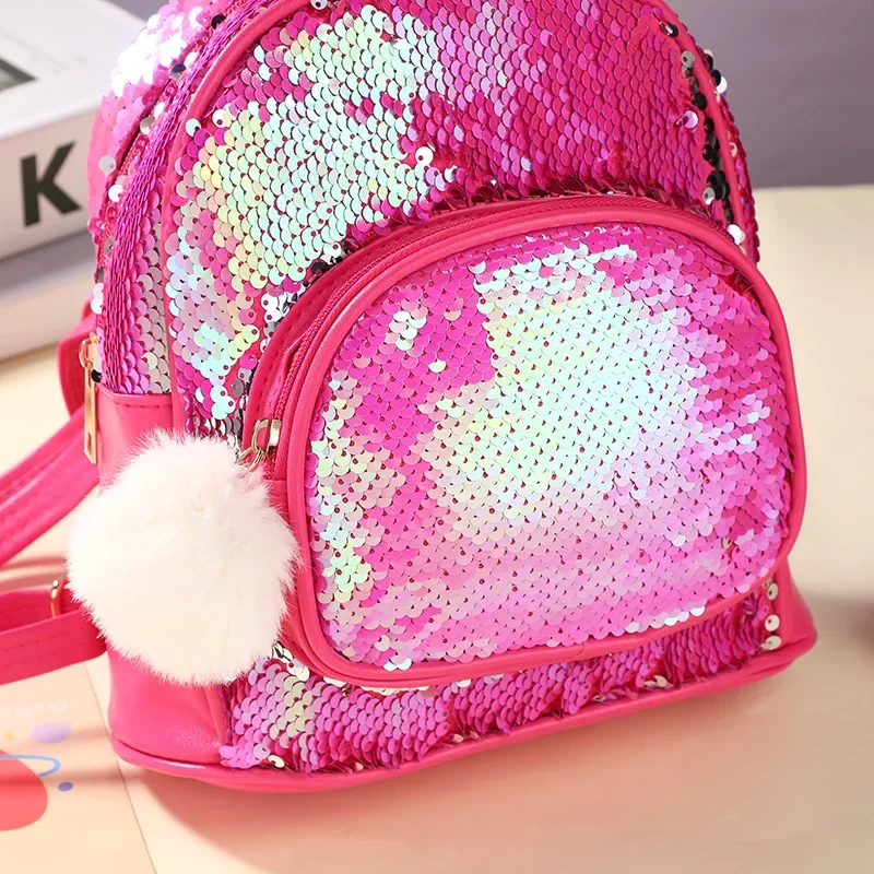 Mochila Fashion Sequins Backpack Cute Rabbit Ears School Bags for Girls Zipper Large Capacity Shoulder Bag Princess Kindergarten