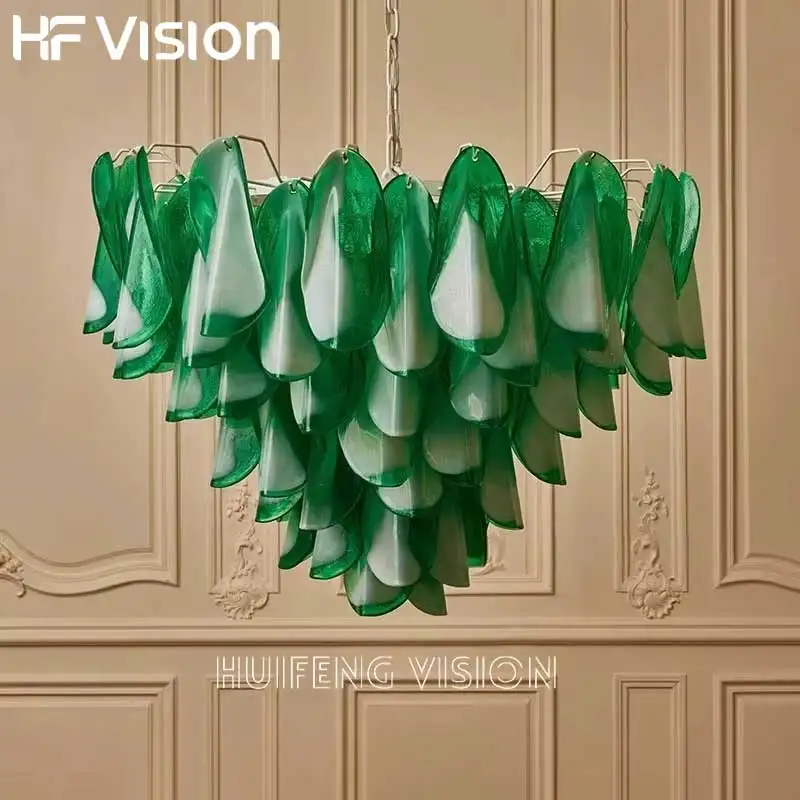

Luxury Modern Crystal Glass Chandelier with Pink Green Petal Design for Living Room Kitchen Bedroom Ceiling Mount Hanging Pendan