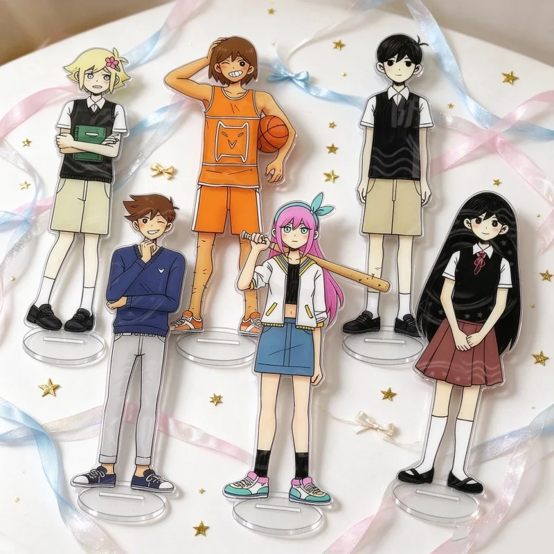 Anime Lovers Gift 6PCS Horror Game OMORI 15CM Acrylic Standing Sign Board Keychain Aubrey/Sunny/Omori/Kel Bookshelf Decoration