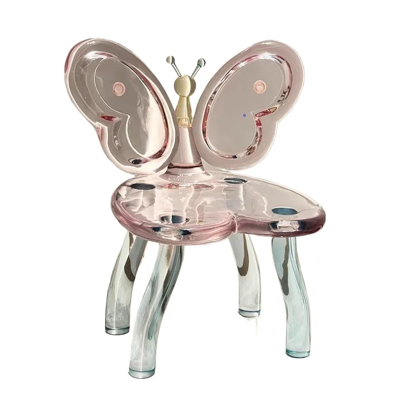

Italian designer creative sunflower dining chair, transparent resin light luxury backrest casual crystal butterfly chair