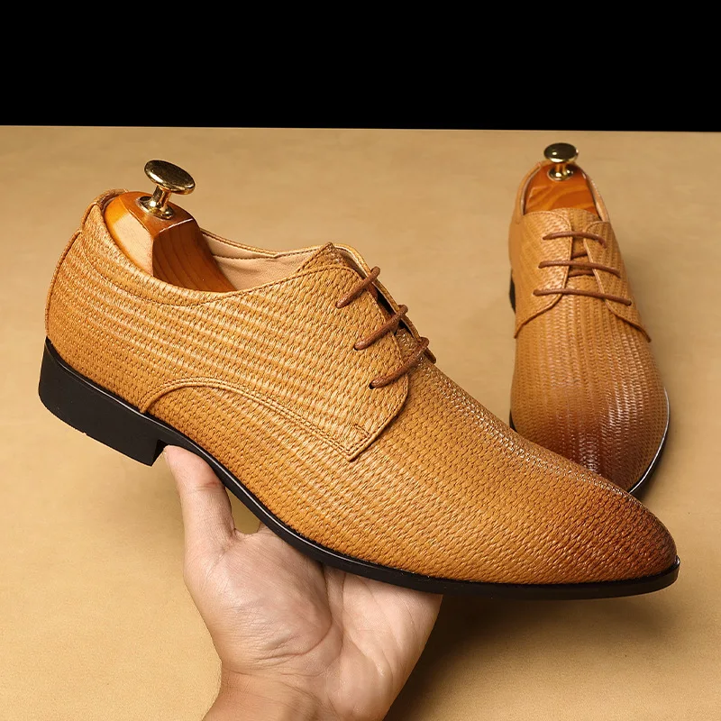 2023 New Men's Comfortable Fashion Genuine Leather Shoes Men Daily Business Casual Shoes Formal Lace-up Men Dress Shoes Footwear