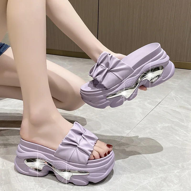 Summer Women Slippers Flip-Flops Ladies Beach Bling Chunky Shoes Wedge Heels Sandals Woman High Platform Slippers 9CM