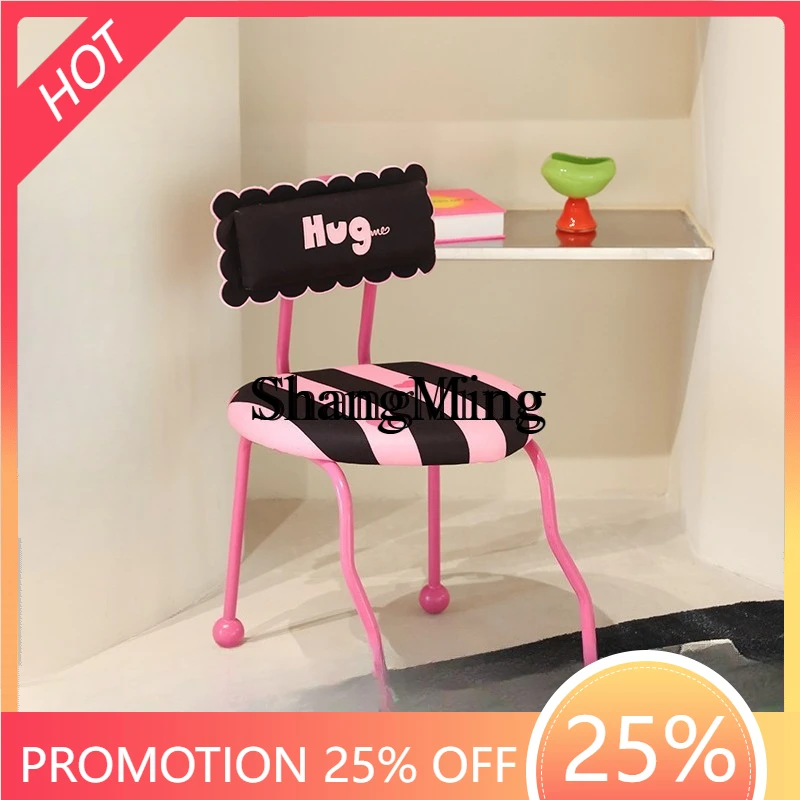 

CL wrought iron single chair bedroom dining table backrest stool room balcony makeup stool