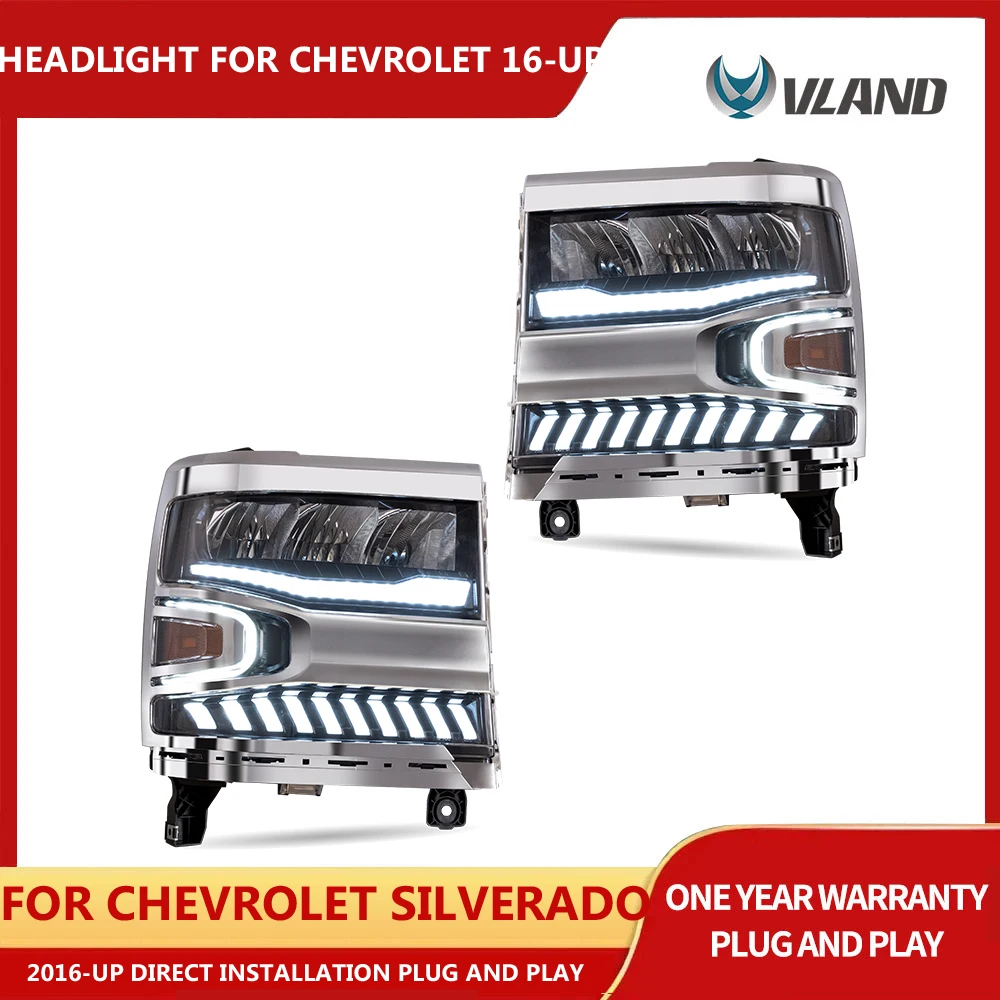 

VLAND Auto LED Light for car Head Lamp For Chevrolet SILVERADO 1500 2016-2018 LED HEADLIGHTS h7 LED h7 Luces LED 12v