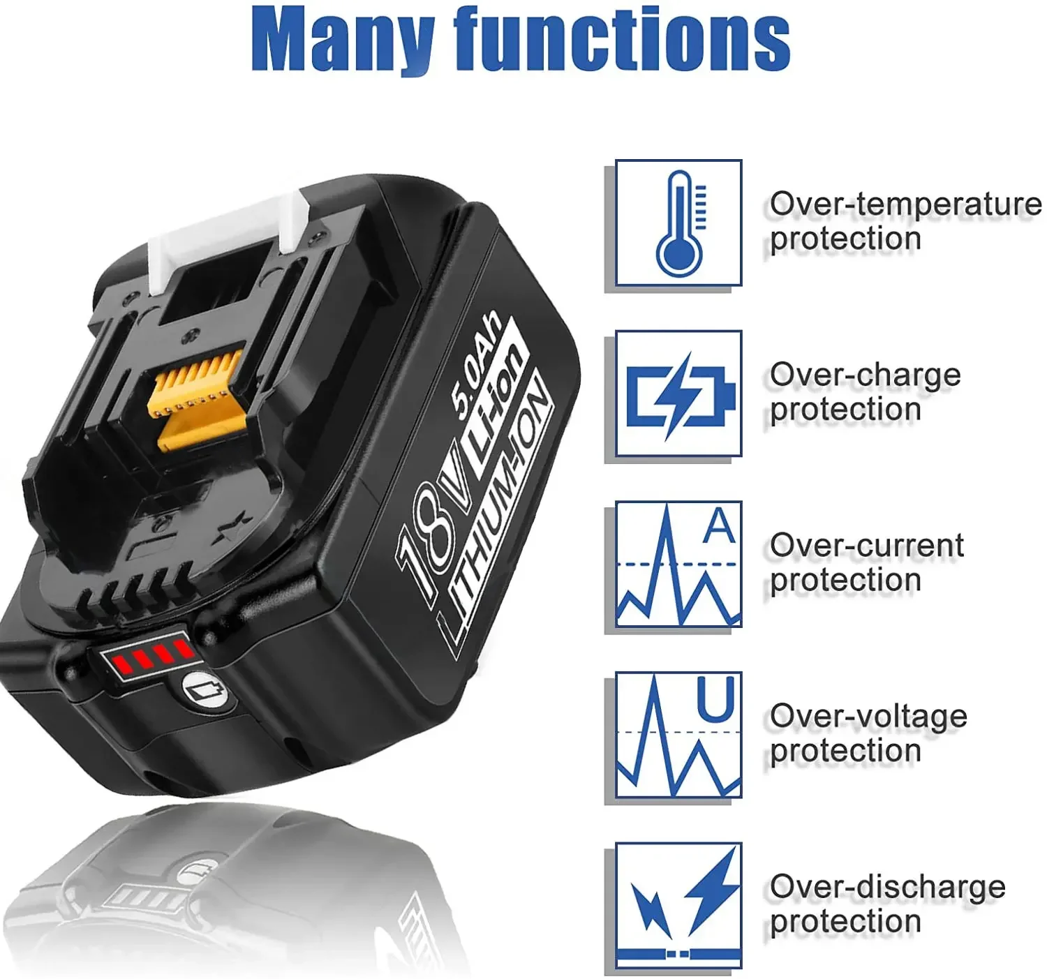 18V 6.0Ah Rechargeable Battery for Makita Power Tools BL1860B BL1860 BL1850 BL1850B BL1840 Replacement Lithium Battery