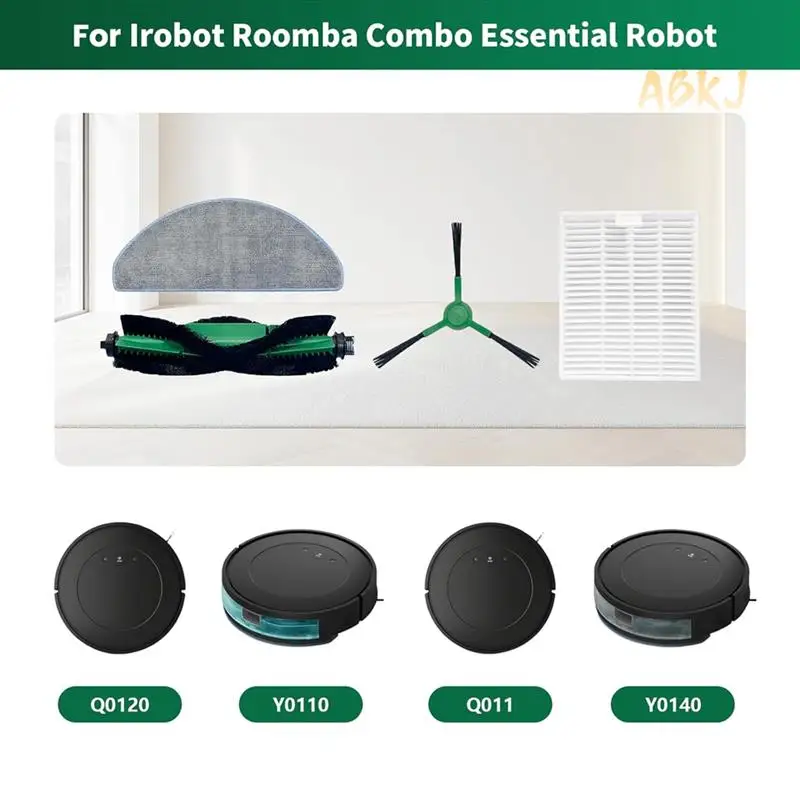 

ABKJ-For Irobot Roomba Essential Series Y0140 Y0110 Y0112 Robot Vacuum Cleaner Accessrioes Brush Filters Mop Pads