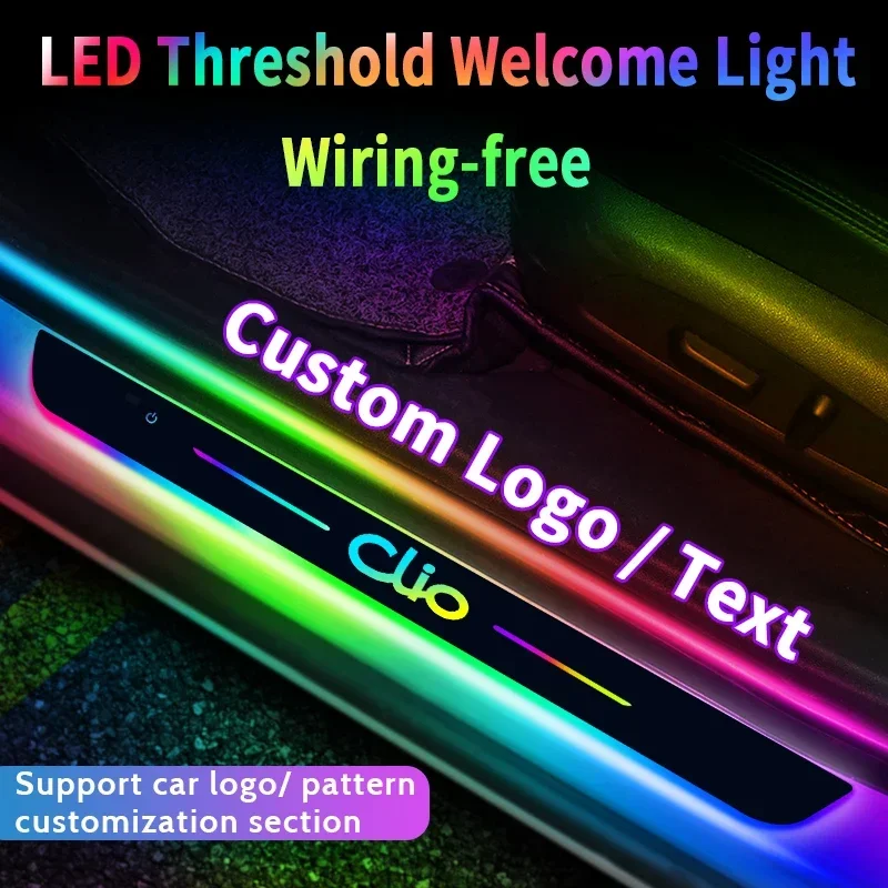 Customized For Clio LOGAN LAGUNA MEGANE 2023 Car Welcome Door illuminated Sill Light Logo Lamp LED Car Pedal Decoration