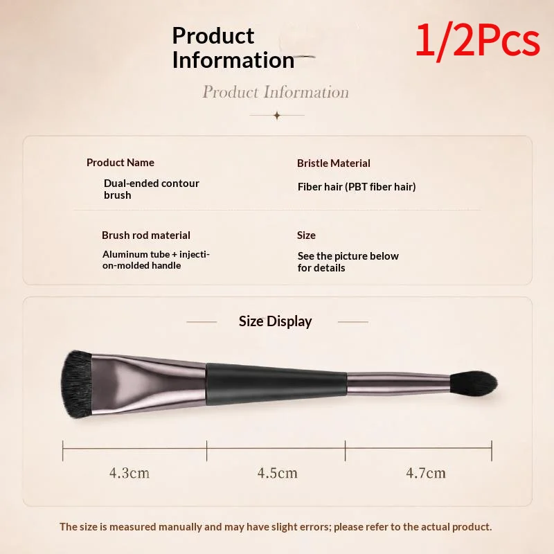 1/2Pcs Double Ended Makeup Brush 2-in-1 Highlight & Nose Contour Brush Portable Facial Sculpting Brush For Beginners.