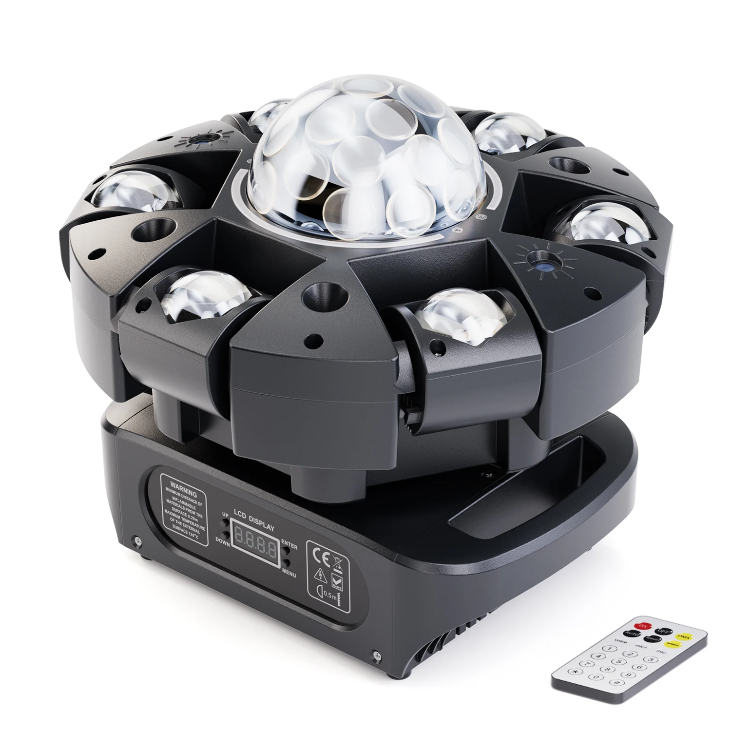 

Datewink 120W RGBW 6-Arm Beam Moving Head Light Remote DMX Magic Ball Stage Light Projector For DJ Disco Party Nightclub Wedding