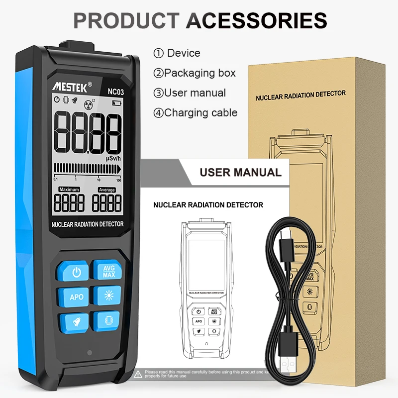 

NC03 Geiger counter Nuclear Radiation Detector X-ray Beta Gamma Detector Geiger Counter Dosimeter Lithium battery