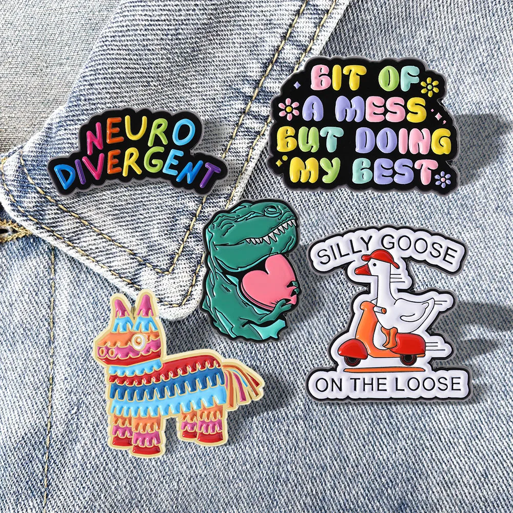 

Hot selling set English letter quotes creative brooch series fun badge buckle