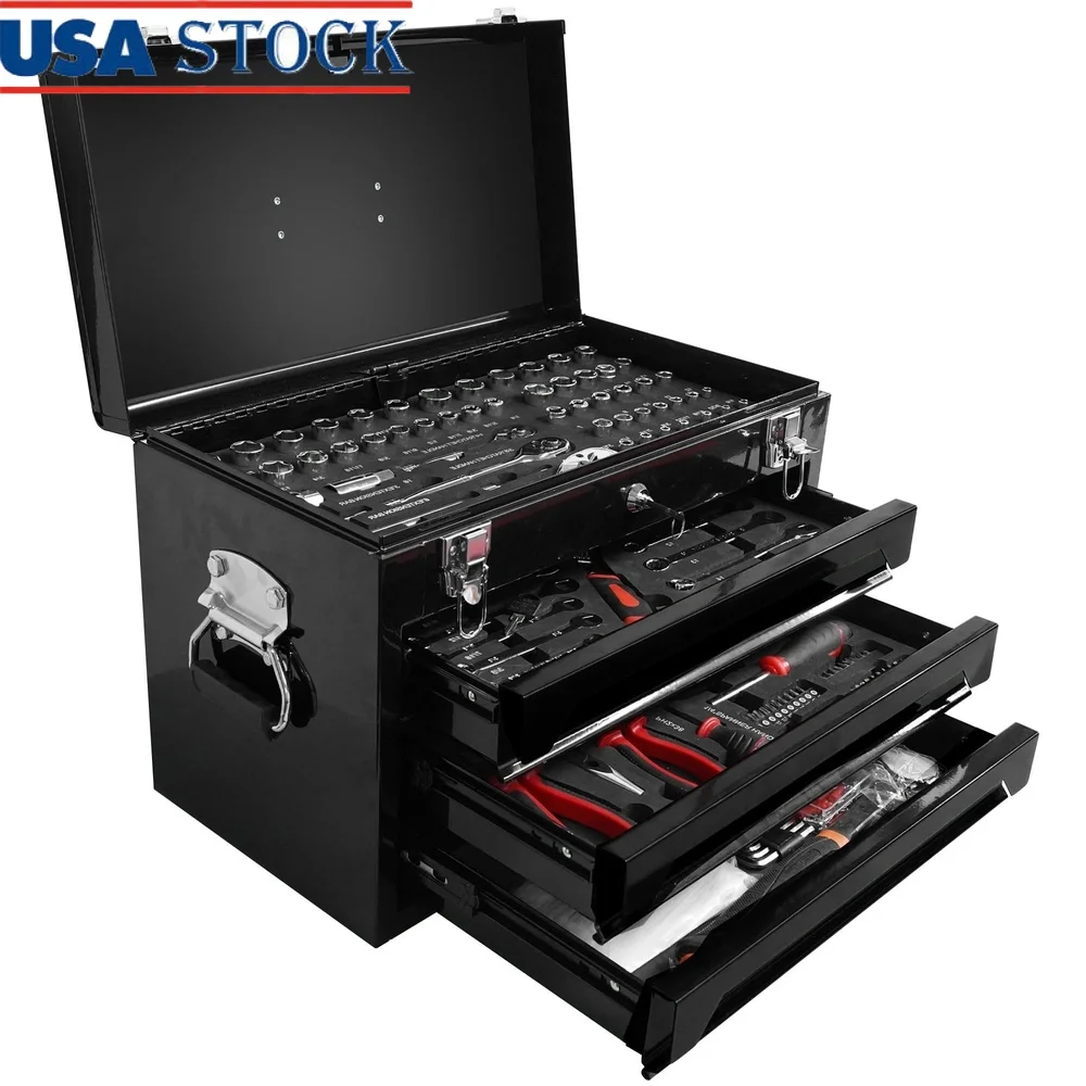 

439 Piece Mechanics Tool Set with 3 Drawer Organizer Heavy Duty Tool Box Home Auto Repair Tool Kit Portable Storage