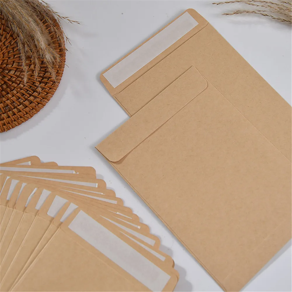 Sobre de papel Kraft de 20 piezas con cinta sellada autoadhesiva, sobre para fotos de invitación, bolsa para almacenamiento de documentos de oficina y facturas