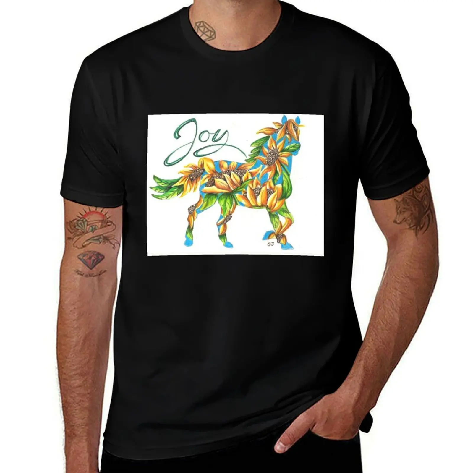 Sunflower Joy Horse By Sherry Jarvis T-Shirt Plus Size Solid Color T-Shirt