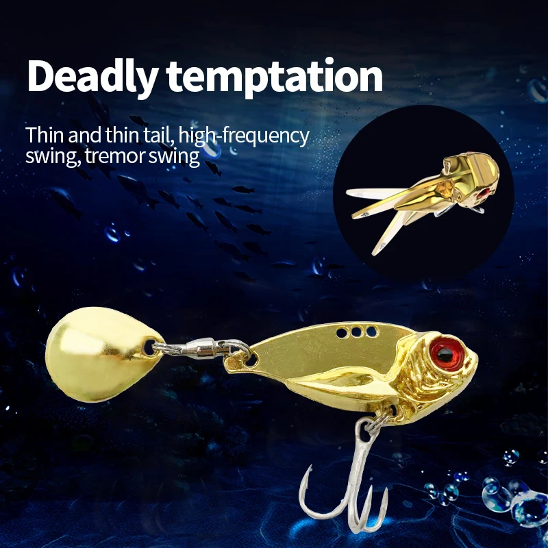 Spinner Fishing Lures Rotating Sequin Spoon Metal 10g 15g VIB Crankbaits Winter Fishing Hard Baits Tackle Pesca image 4