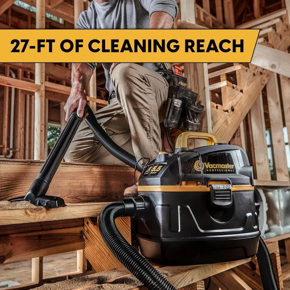 مكنسة كهربائية رطبة وجافة سعة 5 جالون 5.5 حصان، عالية الأداء، باللون الأسود #4