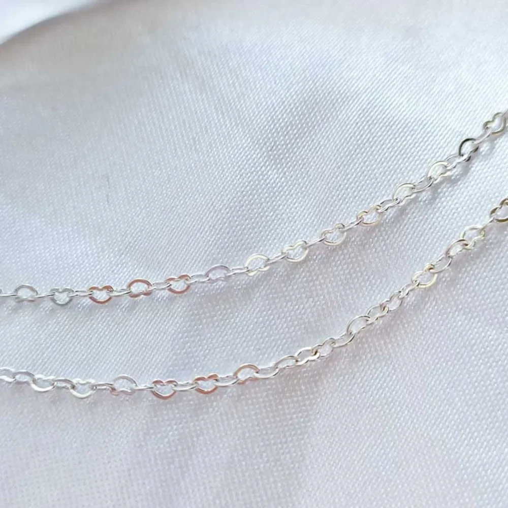 

Copper-clad Silver Heart-shaped Chain Peach Heart-shaped Chain DIY Handmade Bracelet Necklace Extension Chain Accessory Material