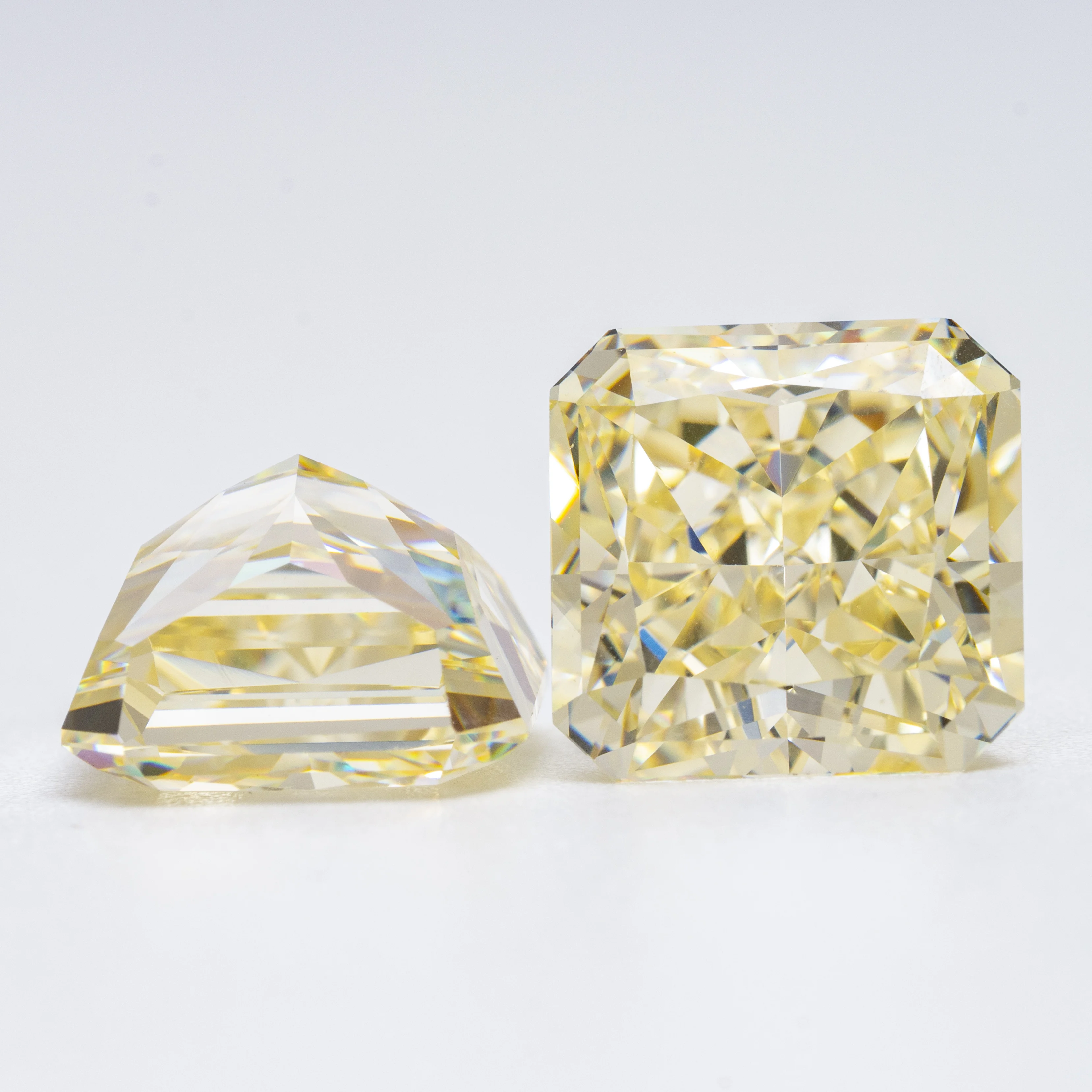 HanYu Radiant Cut Cubic Zirconia Light Fancy Yellow Crushed Ice Cut Zircon Stone Square Octagon 5A High Carbon Diamond CZ Gems