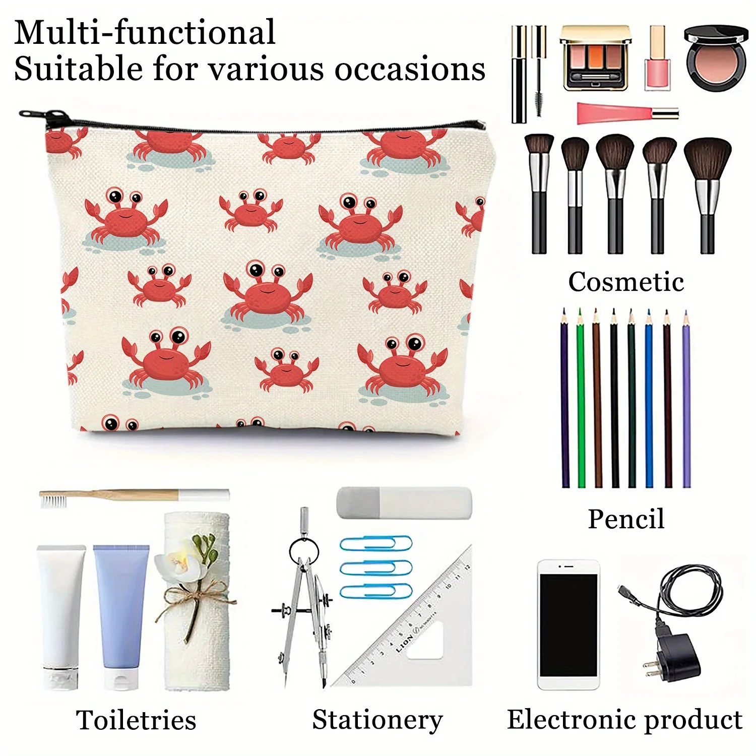 Un sac de maquillage Ocean Marine Life – Jolie pochette multifonctionnelle à fermeture éclair pour femmes, sac de rangement de bijoux