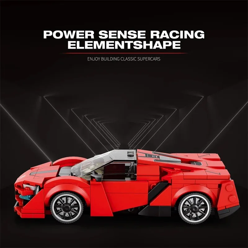301PCS Red Lykan Style Supercar Blocks Open Trunk Detailed Cockpit Race Model Gift For 14+ Teen Adult Collectors Compatible Lego