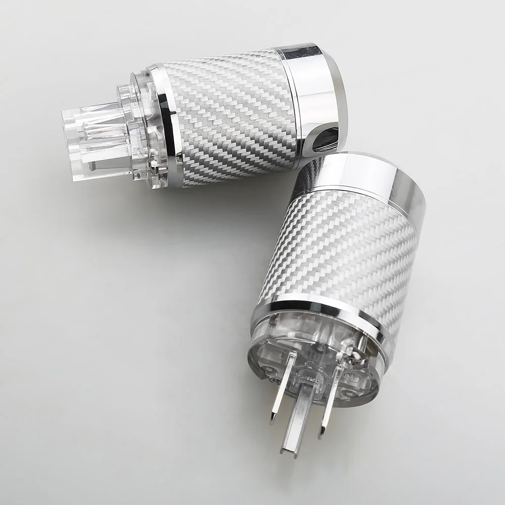 

Audiocrast Carbon Fiber Shell Rhodium Plated Hi-Fi Power Plug, Male & Female DIY AC Mains Terminal US IEC Pair