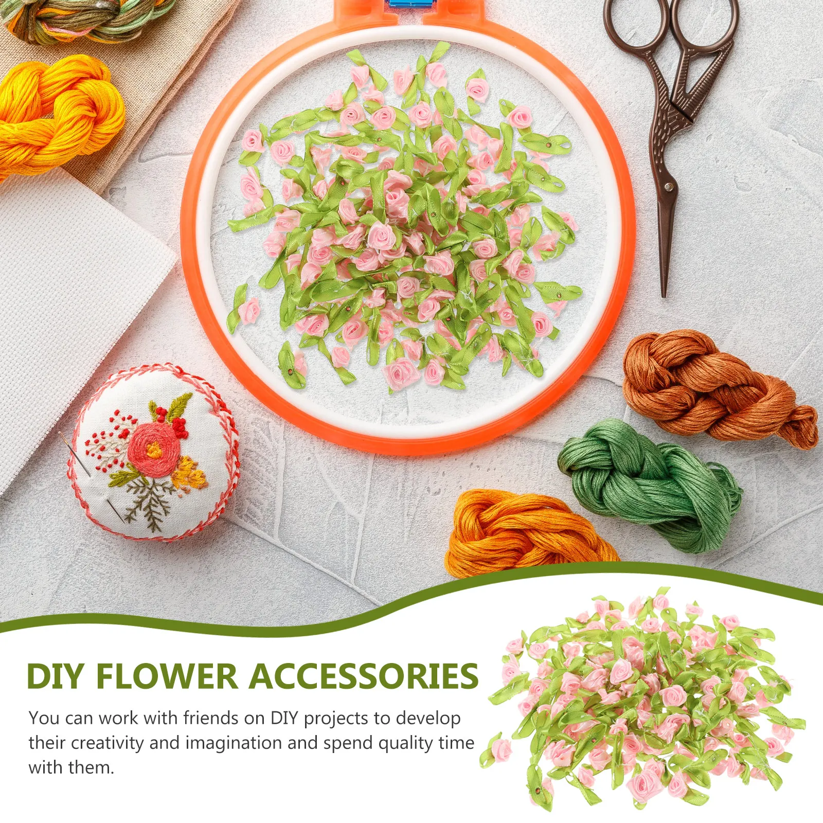 

500 Pcs Patches Floral Appliques Sewing Artificial Roses Embroidered Flower Headdress Material for Clothes Diy Decor Decorative
