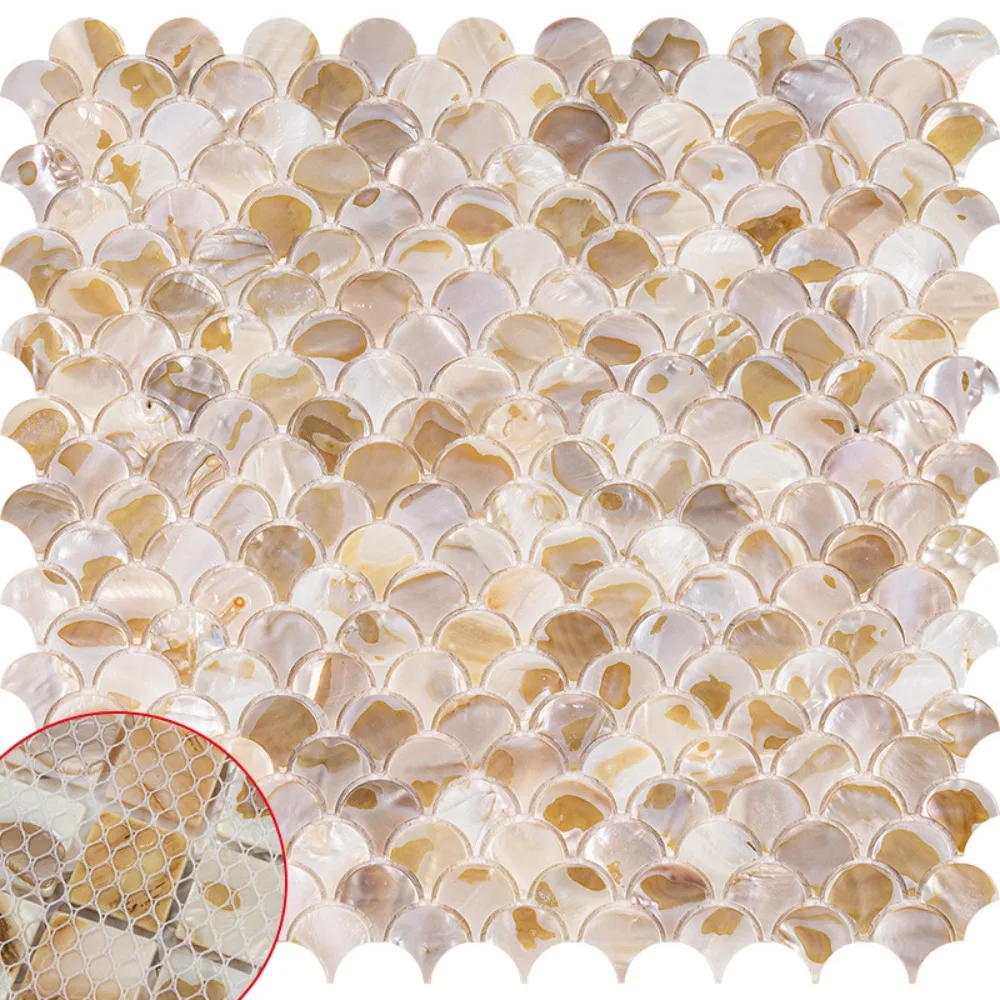Artistic Shell Mosaic Tile Dyed Eco-friendly Wall Art Sticker DIY Waterproof Shell Wall Decor Living Room Decor