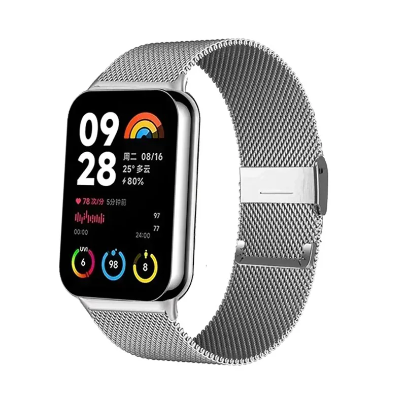 

For Xiaomi Mi Band 8 Pro Milanese Metal Strap Xiaomi Miband 8 Pro Nylon Bracelet Xiao Mi Smart Band 8 Pro Watchband Miband8