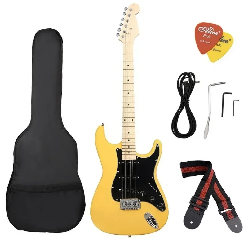 6 Strings ST Electric Guitar 39 Inch Black Basswood Body Maple Neck with Speaker Necessary Guitar Parts & Accessories