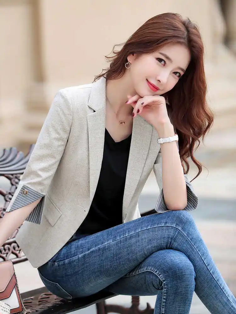 

Long Coat Woman Women'S Blazer Pad Street Female And Asymmetrical Design Lace-Up Capable Commuting Temperament Blue Outerwears