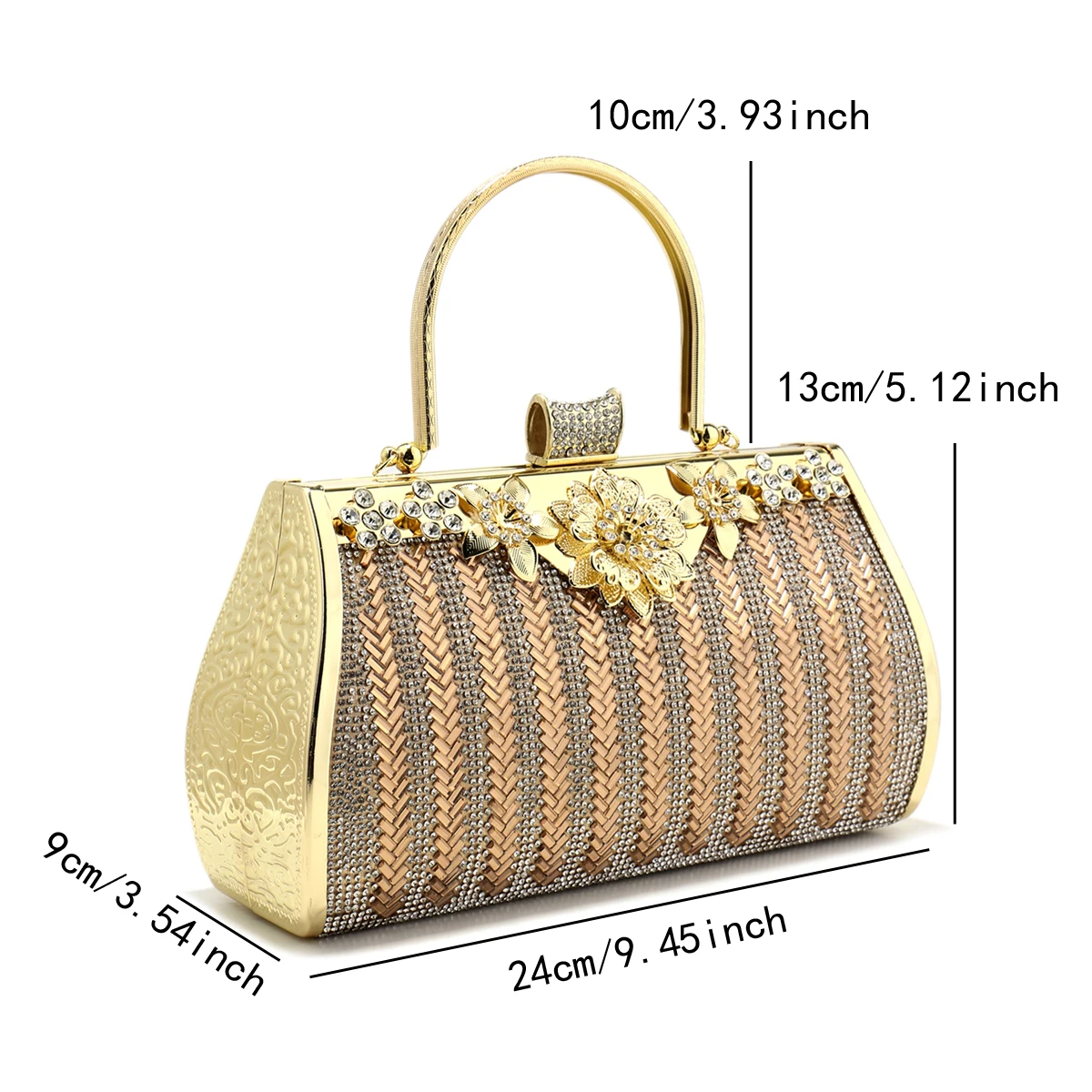 Acrylic Clutch Gold Metal Luxury Evening Bags Rhinestones Party Wedding Dinner Prom Handbags Handle Girl Dress Evening Event