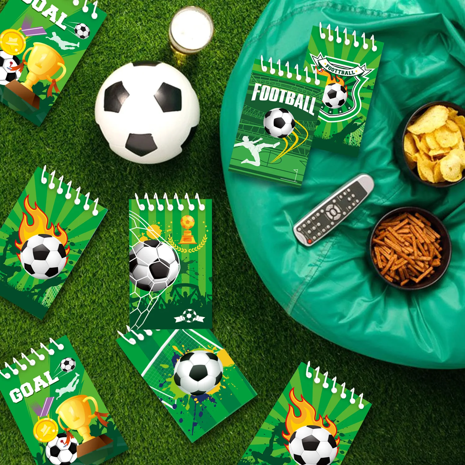 BANBALLON 12pcs Soccer Mini Notepads Soccer Themed Notebooks Soccer Party Favors Set with Spiral Notebooks in 6 Style for Teache